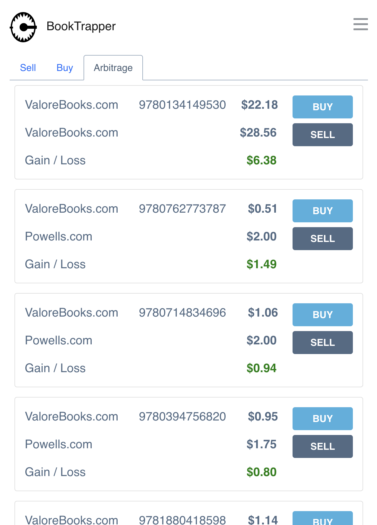 textbook arbitrage price comparison